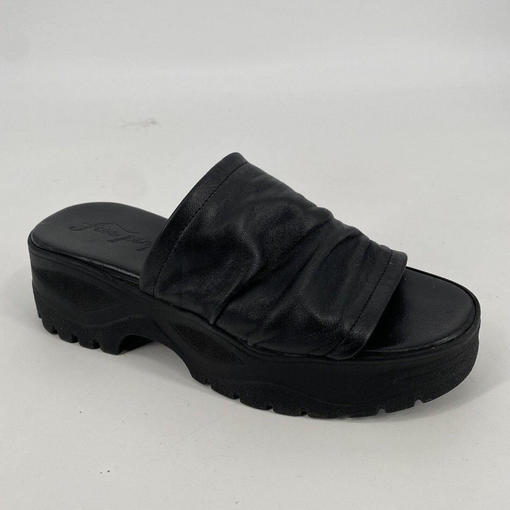 Free people shoes womens 38 black leather platform sandal y2k festival goth
